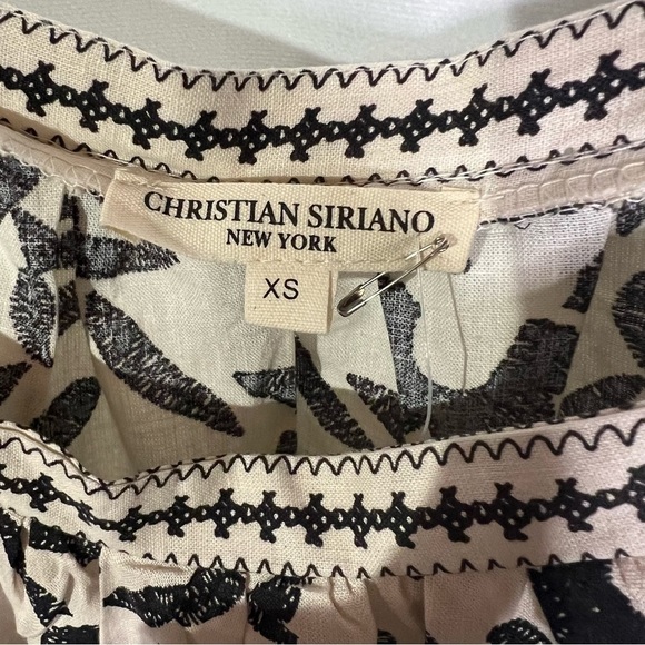 NWT Christian Siriano Embroidered SquareNeck Top Black and White - Picture 2 of 10